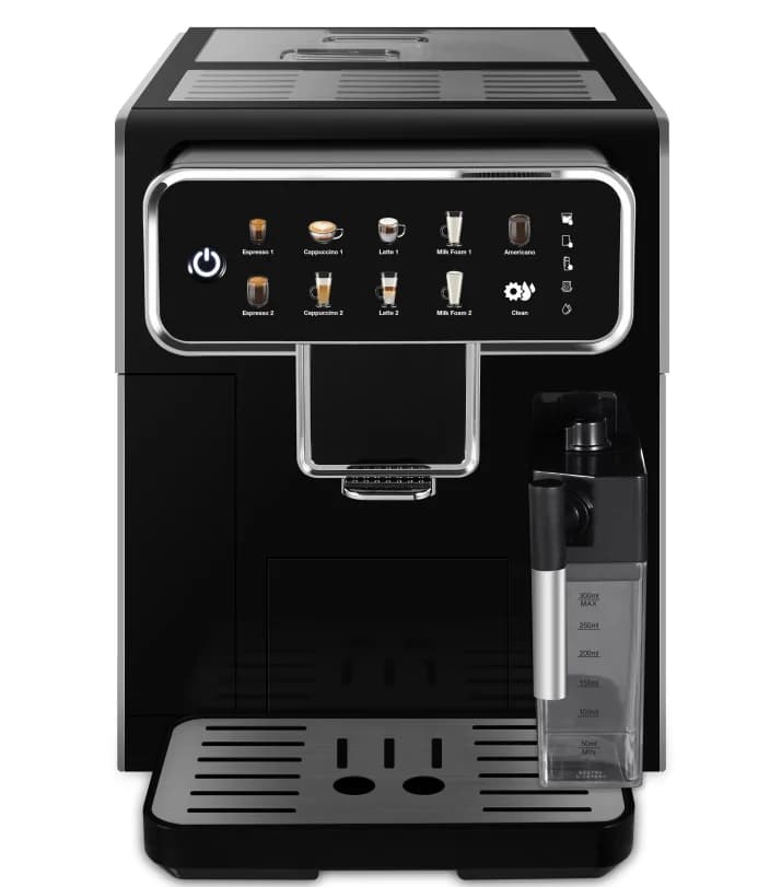 RON AM7203 Täysin automaattinen espressokeitin, jossa on kahvimylly ja maidonvaahdotin